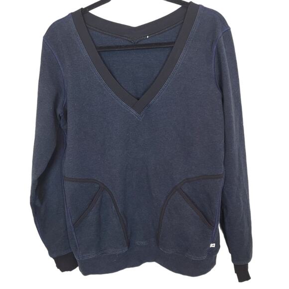 Lululemon Sweatshirt Pullover Sweater V Neck Sweater Navy Blue Sweater Womens - Picture 1 of 7